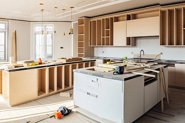 a kitchen in the process of being remodeled